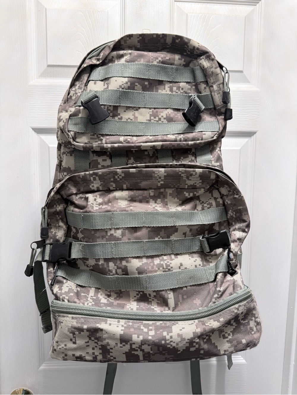 Digital Camo Military-Style Backpack in Gray